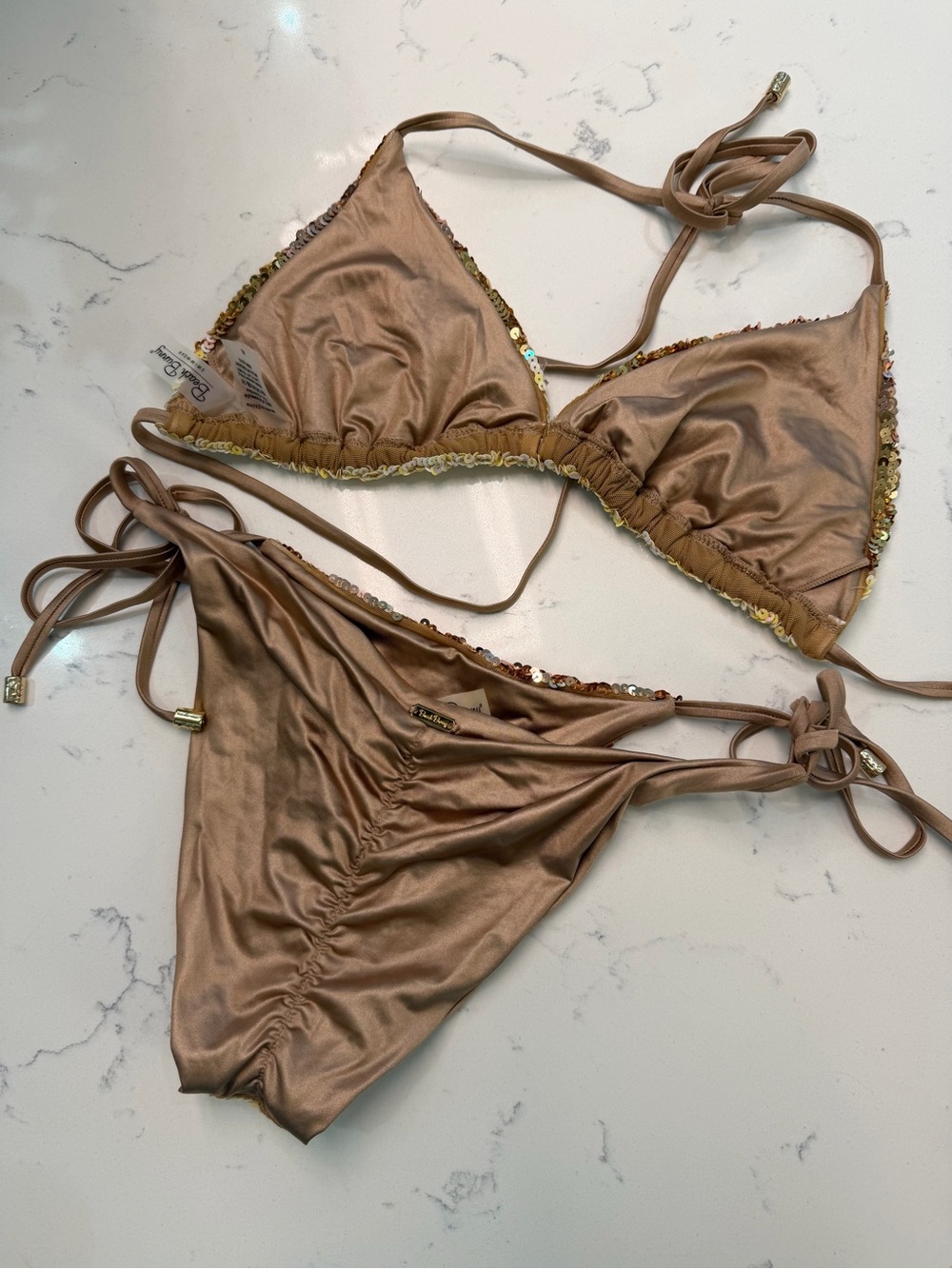 Beach Bunny Gold Sequin Bikini Set - Picture 3 of 5